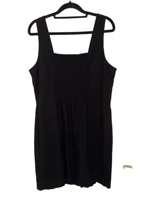 Old Navy Square Neck Linen-Blend Mini Dress Black Size Large thumbnail 6
