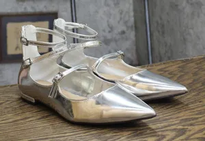 INC International Concepts Womens Valan Triple-Strapped Flats Silver Gray 9M thumbnail 1