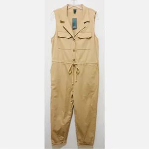 Wild Fable Sleeveless V-Neck Button-Front Utility‎ Jumpsuit Large NWT thumbnail 3
