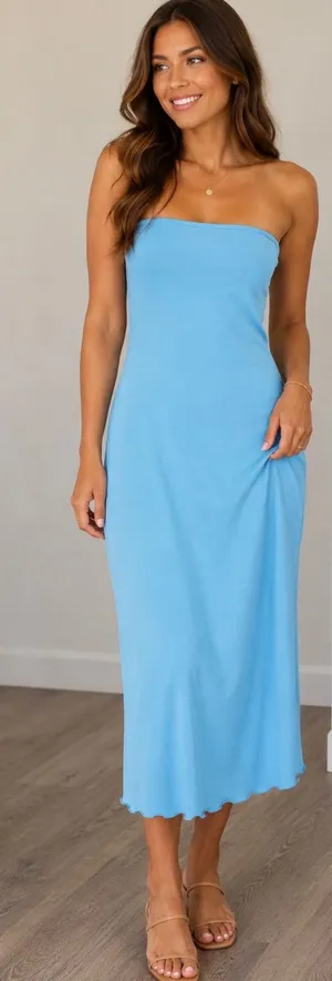 See You Monday Los Angeles Bright Blue Strapless Tube Maxi Dress Large thumbnail 1