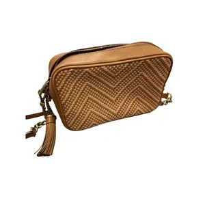 Michael Kors wms woven brown leather gold ware crossbody shoulder bag SKU 9907 thumbnail 6