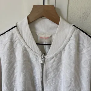 NWT Free People FP Movement Embroidered Terry Jacket in White thumbnail 3