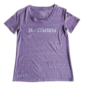 Two‎ Blind Brothers Womens T-Shirt Purple Perspective Braille Detail Medium M thumbnail 1