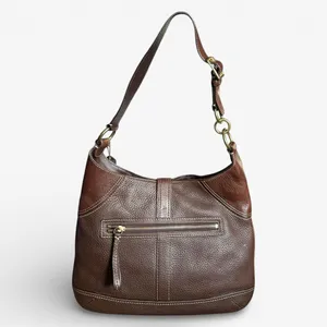 Coach Hamptons Clip Leather Hobo Bag Brown Pebbled Brass Y2K Shoulder Bag 10210 thumbnail 3