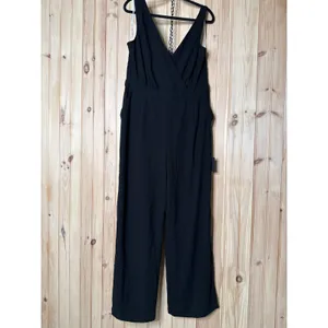 NWT Lulus Kiska Black Lace Wide-Leg Jumpsuit Party Night Out Classy Size XL thumbnail 2