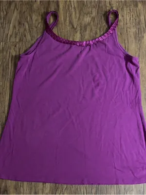New York & Company Purple Satin-Trim Camisole thumbnail 2