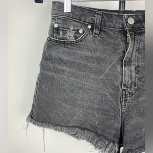 Urban Outfitters BDG Distressed Washed‎ Black Girlfriend High Rise Denim Shorts thumbnail 2