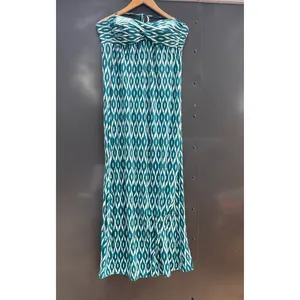 Robin Piccone Maxi Dress Women's Large Blue White Geometric Halter Stretch thumbnail 2