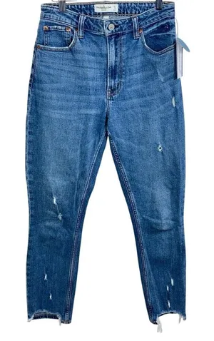 Abercrombie & Fitch Curve Love The Skinny High Rise Distressed Jeans Size 27 4 R thumbnail 1