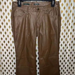 Wild Fable Brown leather flared pants low rise flare size 4 thumbnail 4