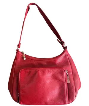 Wilsons Leather Pelle Studio Red Pebbled Leather Zip Shoulder Bag Purse thumbnail 1