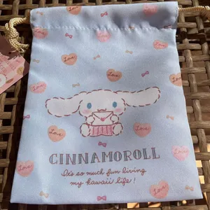 Sanrio Blue Light Green Small Drawstring Bag With Pochacco And Cinnamoroll thumbnail 3