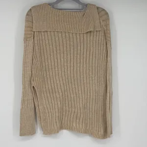 J.Crew Oversized‎ XS/S Beige Linen Cotton Ribbed V-Neck Sweater Pullover thumbnail 2