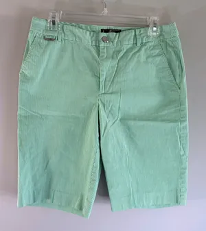 Ralph Lauren‎ Active Green White Pinstripe Golf Shorts Women 6 Seersucker Style thumbnail 1