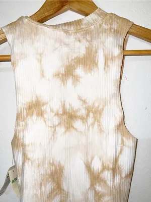 Aerie Ribbed High Neck Tie-Dye Tank Top - Beige/Cream thumbnail 8