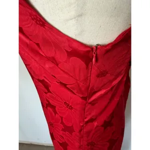 Lulus Chasing Desire Satin Jacquard Maxi Dress Women XL‎ Red Floral One Shoulder thumbnail 8