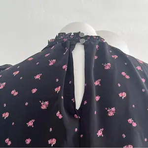 NEW ANTHROPOLOGIE Floral mini Dress MEDIUM Smocked-Neck Flutter-Sleeve Bohemian thumbnail 8