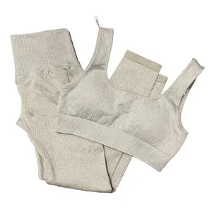 💖 NWOT‎ Tan Matching Activewear Set Bra & Leggings thumbnail 2