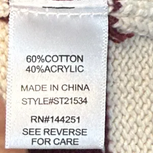 Sincerely Jules Striped Cardigan Sweater Medium Cream Burgundy Button Front Crop thumbnail 6