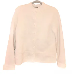 Kim Rogers Signature Knited Button Front Chenille Cardigan‎ Sweater Cream large thumbnail 1