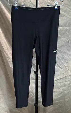 Nike Black Leggings with White Swoosh thumbnail 1