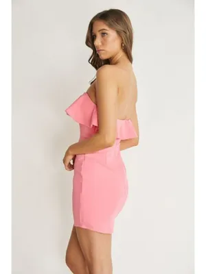 One and Only Collective Strapless Off the Shoulder Pink Mini Dress Size M NWT thumbnail 3