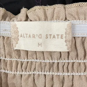 Altar'd State Tan Smocked Crop Top thumbnail 4