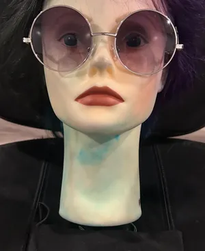 SHANE Silver Metal Round Sunglasses with Lavender Hair Accent thumbnail 1