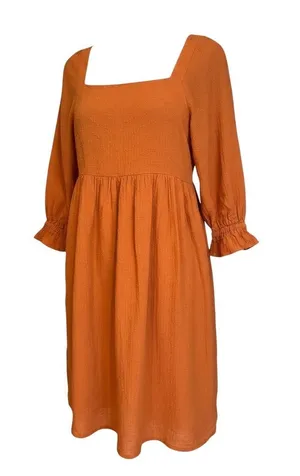 Madewell Orange Cotton Midi Dress Size 4 thumbnail 1