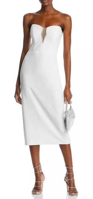 AQUA‎ Rhinestone Embellished Strapless Crepe Midi Dress Size 6 New thumbnail 1