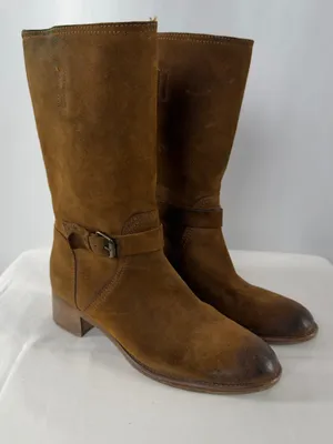 J. Crew‎ Ryder Suede Mid-Calf Buckle Equestrian Riding Boots Size 8.5 Brown thumbnail 1