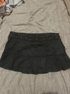 Edikted Black Denim Studded Mini Skirt thumbnail 2