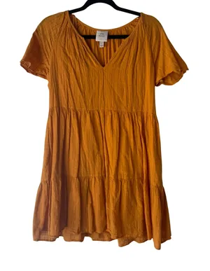 Knox Rose Orange Textured Tiered V Neck Short Sleeve Boho‎ Dress Size S thumbnail 1