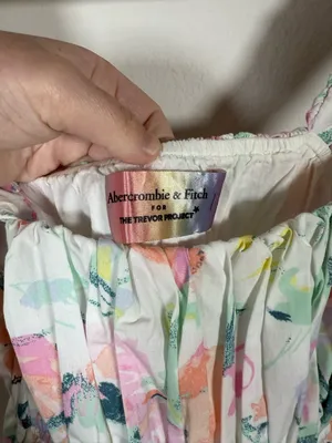 Abercrombie x The Trevor Project Floral Mini Dress Puff Strap Pride M thumbnail 8