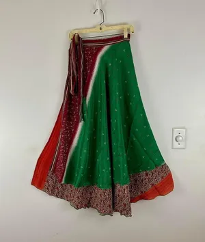 Reversible Maxi Wrap Skirt BINS713 Green thumbnail 1