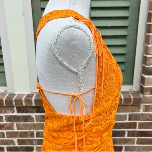 For Love And Lemons Bright Orange Jamie Lace Dress thumbnail 8