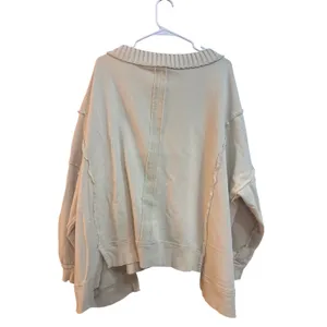We The Free Free People Oversized V-Neck Sweatshirt Cream Exposed Seam XS‎ thumbnail 5