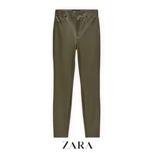 Zara Pants Size Large‎ Black Faux Leather High Rise Split Hem Trouser Mob Wife thumbnail 11