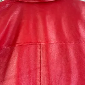 EVAN‎ DAVIES Red Leather Jacket Womens 12 Zip Up Collared Blazer Style Retro VTG thumbnail 12
