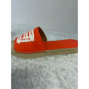 Karl Lagerfeld Paris Cherie Apricot Nappa Leather Espadrille Slide Sandals 9.5 M thumbnail 2