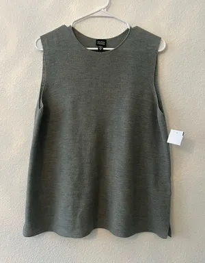 Eileen Fisher‎ 100% Wool Knit Preppy Blouse Sweater Large NEW thumbnail 1