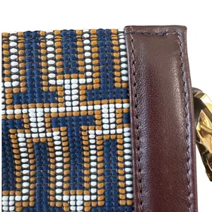 Tory Burch Mini Crossbody‎ Navy Brown Logo Jacquard Lock Bag thumbnail 16