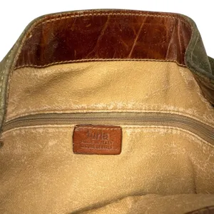 Furla Soft Italian Suede Large‎ Hobo Bag Brown Croc Embossed Leather Trim Buckle thumbnail 5
