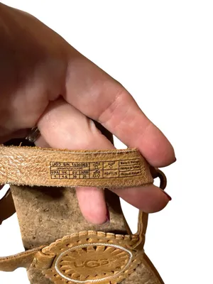 UGG Ayden II Brown Leather Medallion Cork Thong Slingback Sandals Size 8 thumbnail 7