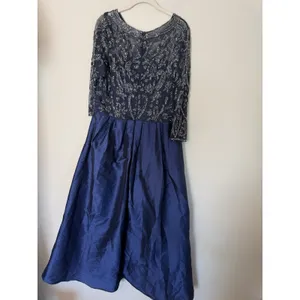 Pisarro Nights Beaded Illusion Neck Taffeta Cocktail Dress 14 Missing Belt NEW thumbnail 4