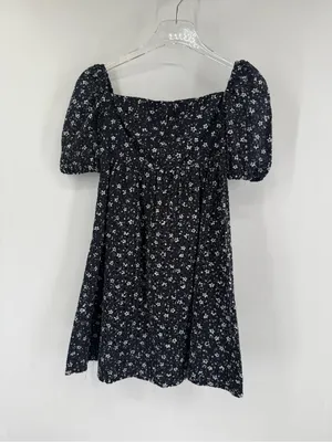 Anthropologie Maeve Lillianne Navy Eyelet Floral Babydoll Dress Women's size‎ 0 thumbnail 3