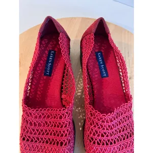 Karen Scott Vintage 90s Red Woven Stretchy Slip on Flats Shoe Size 7.5 thumbnail 4