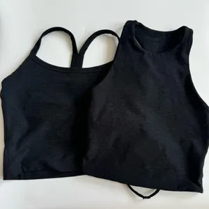 BEYOND YOGA Space Dye Across The Straps Cropped Tank Darkest Night Black Size XS thumbnail 1