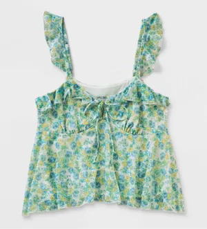 Wild Fable™ Women's Scoop Neck Chiffon Flutter Tank Top - Green Floral XL target thumbnail 12