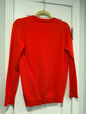 J.Crew Size M 100% Merino Wool Cardigan Sweater Red Orange Button Front thumbnail 8